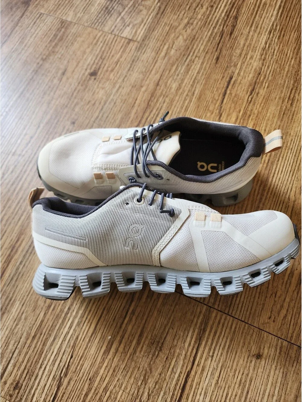 Size 6.5 Cloud Running Shoes Lightweight, Breathable, Beige with Gray Sole